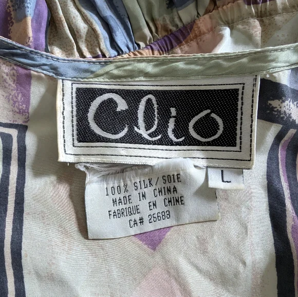 Vintage 100% Silk Geometric Pattern Dress Size L - Picture 9 of 10